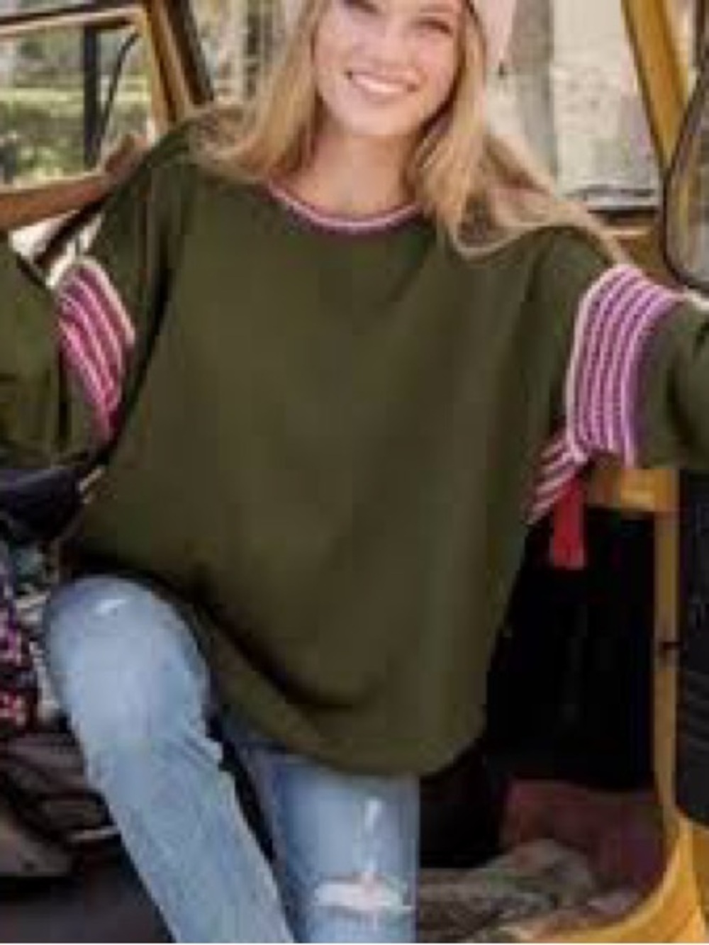 Natural Life Knit Trim Sweatshirt
